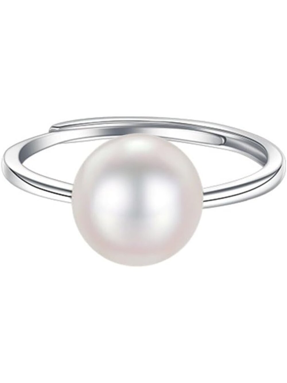 Elegant 925 Sterling Silver Adjustable Shell Pearl Ring for Women & Girls